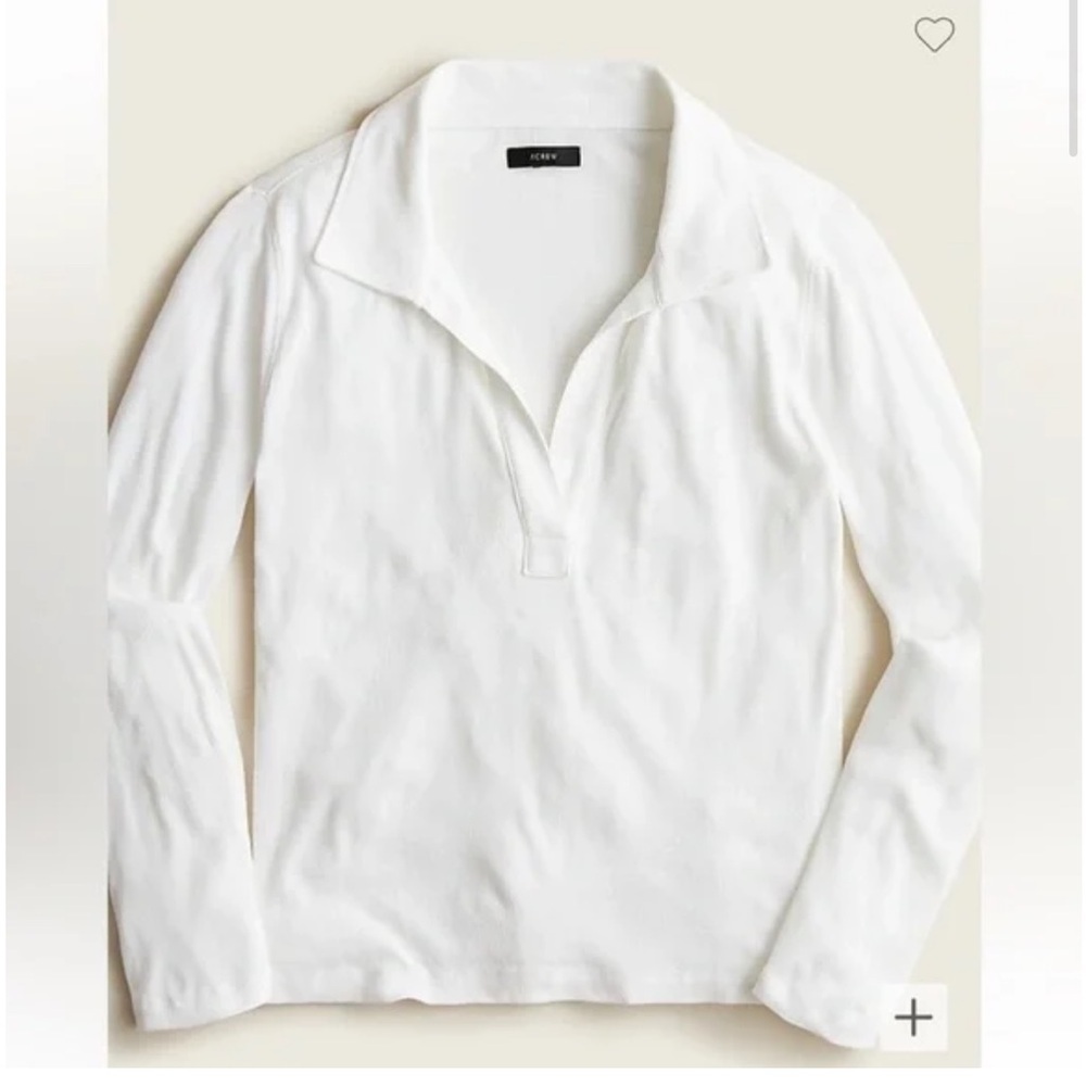 J crew white Ribbed polo long sleeve T-shirt size small new